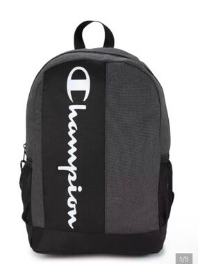 Champion Gray & Black Vertical Logo Backpack Retail $80 NWT